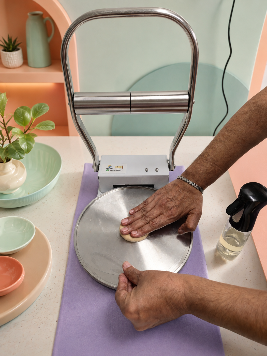 Smooth round dough ball ready for pressing.