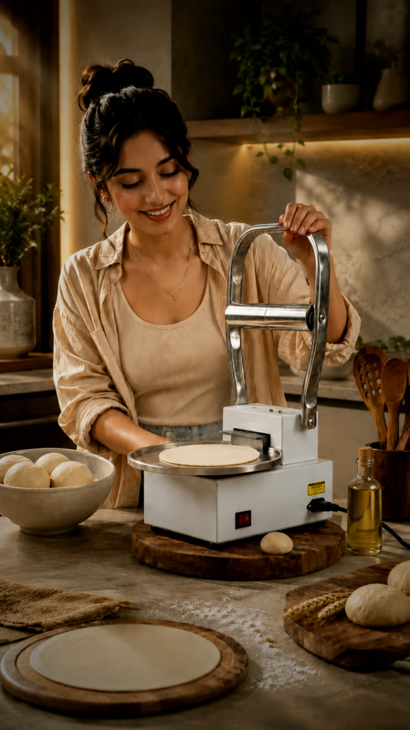 RotiMitra machine in use for home roti preparation
